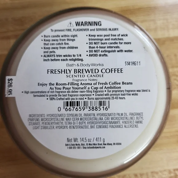 Bath & Body Works Freshly Brewed Coffee 3-wick Scented Candle - Picture 3 of 3